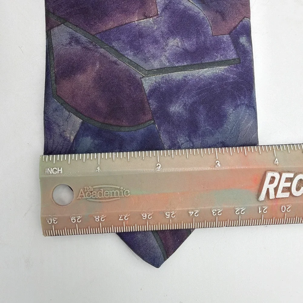 Oleg Cassini Tie Necktie Blue Purple Multicolor Mosaic‎ Pattern  55